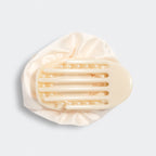 Satin Rosette Flat Cloud Clip in Cream - Medium