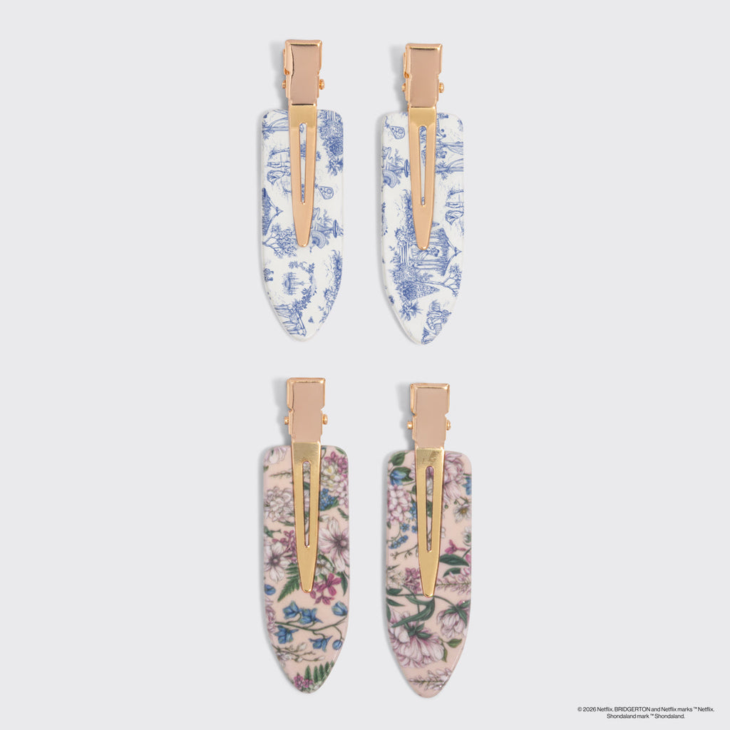 Bridgerton x Kitsch Creaseless Clips in Toile in Bloom