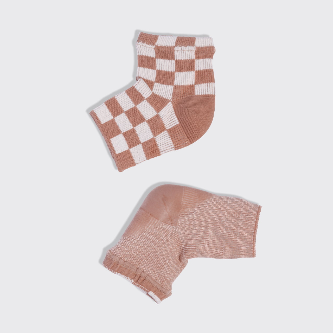 Terracotta Checker Moisturizing Heel Socks - Medium